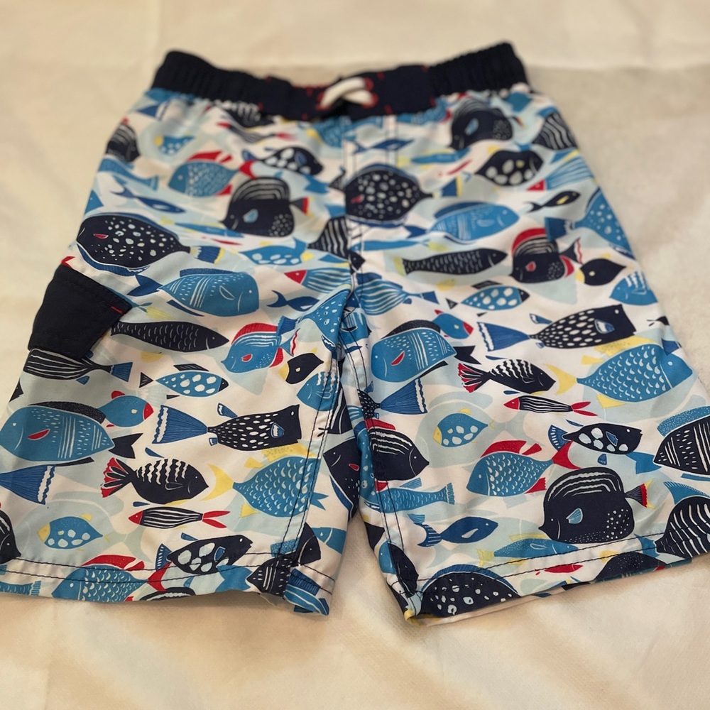 Cat & Jack Blue and White Swim Trunks, 6/7